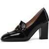 Lroey Reoly Mocassini da Donna con Tacco Largo, Pompe al Tallone Alto Square Toe Senza Chiusura Scarpe da Festa Moda, Numero 32-48