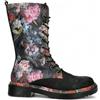 Infinity Leather Stivali da Combattimento a Metà Polpaccio in Pelle con Stampa Floreale Vittoriana Gotica Incaso-18 da Donna di Laura Vita - Chiusura con Cerniera e Lacci