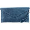 modamoda de - T106 - ital. pochette da sera in pelle scamosciata, blu jeans, s