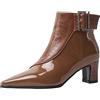 Lroey Reoly Stivaletti da Donna con Tacco a Gattino, Stivali da Vestito Tacco Medio Appuntito Polacchine Solid Zip, Numero 32-48