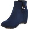Lroey Reoly Stivaletti da Donna con Tacco a Zeppa, Stivaletti da Festa Tacco Alto Punta Rotonda Polacchine Zip 268 Blu Numero 34 EU