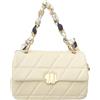 ANGELO Borsa a Tracolla da Donna, Borsetta a Mano Trapuntata con Catena e Foulard, Piccola Borsa Messenger in Pelle PU, Pochette Hobo a Spalla Elegante con Chiusura Magnetica e Zip (Beige)