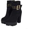 TNMIUH Stivaletti Donna con Plateau, Tacco Blocco Alto 11,5 cm, Eleganti Tronchetti Primavera Autunno, Disponibile in Nero e Marrone,Nero,37 EU
