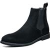 Generico Stivaletti Chelsea Uomo in Camoscio, Stivali Impermeabili Slip-On con Tacco Largo, Scarpe da Passeggio Moda per Autunno Inverno, Regalo di Natale Ideale,Nero,46 EU