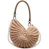 Starnearby Borsa Conchiglia Donna, Borsa a Tracolla a Forma di Conchiglia, Borsa da Spiaggia Intrecciata a Mano, Borsetta Conchiglia Estiva con Tracolla di Perle