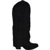 Malu Shoes Stivali camperos Donna camoscio Nero a Punta al Ginocchio con para Risvolto Modello Shark Tacco Cono 6 cm Moda (39 EU)