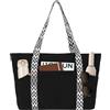 Outplea Borsa Tote in Velluto a Coste da Donna, Borsa a Tracolla Grande con Cerniera Tracolle Boho, Leggero Shopper Borse per 15.6 Laptop da per Scuola Lavoro pendolarismo Shopping, Nero