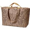 KALIDI Borsa shopper pieghevole da viaggio, XXL, 60 l, extra grande, con chiusura lampo, leggera, per donne, viaggi, spiaggia, campeggio, leopardo, 40 cm x 55 cm x 25 cm