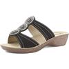 inblu Ciabatte Donna a Doppia Fascia con Cerchi e Strass, Plantare in Vera Pelle e Tacco di 4 cm, Nero, 41