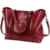FiveloveTwo Donna Borsa a Mano Spalla Tracolla per PU Pelle Tote Maniglia Cartella Messaggero Borsa Borgogna