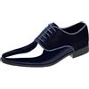 sekiueo Scarpe Oxford da Uomo in Pelle Verniciata Stringate A Punta in Pelle Scamosciata da Cerimonia Formali da Lavoro,Blu,40 EU