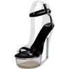 Omeslike 14 cm/5.51IN Donne Sexy Tacchi Alti Stiletto Impermeabile Piattaforma Sandali Cristallo Trasparente Festa di Nozze Scarpe Tacchi Alti Scarpe Décolleté Taglie 35-43, Nero , 38 EU