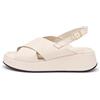 Frau - Sandali in Pelle con Plateau