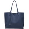 Dreubea - Borsa a tracolla da donna in morbida pelle sintetica, borsa tote, a spalla, a mano, con nappa, di grande capacità, Blu scuro, Taglia unica