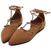 ERLINGO Ballerine basse da donna casual con cinturino incrociato, punta appuntita, eleganti scarpe da ballo per matrimoni, Marrone, 38 EU