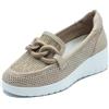 Melluso K55480 Nature Mocassini per Donna in Pelle e Tessuto con Zeppa (Taglia 39)