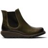 Infinity Leather Stivali da Donna Fly Diesel Green Salv Chelsea in Pelle con Zeppa e Tacco alla Caviglia