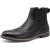 Finishing & Sewing Stivaletti da uomo Brogue Chelsea, stile casual, con cappuccio ad ali, Nero , 45 EU