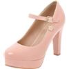 Lroey Reoly Décolleté Donna, Mary Jane Tacco a Blocco Eleganti Scarpe da Sposa Tacco Alto Punta Rotonda con Plateau Fibbia Rosa Numero 37 EU