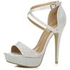 AJVANI Donna tacco alto fibbia cinturini incrociati scarpe punta aperta sandali numero 6 39