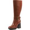 GABYLOU - Modello NINA - Stivali alti da donna con gambe larghe e polpacci XL - Tacco da 9,5 cm + piattaforma da 2 cm - Chiusura con zip