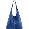 Modarno Borsa a tracolla da donna in pelle scamosciata pochette, borsa a tracolla, shopper, da donna, in vera pelle (Azzurro Scuro)