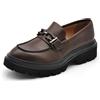 IF Fashion Scarpe Loafers Mocassini da Donna con Catena Intrecciata Platform GA051 Brown N.40