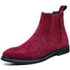 Generico Stivaletti Chelsea Uomo in Camoscio, Stivali Impermeabili Slip-On con Tacco Largo, Scarpe da Passeggio Moda per Autunno Inverno, Regalo di Natale Ideale,Rosso,44 EU