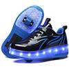 Roller&Skates Scarpe da LED Luce USB Ricaricabile Doppia Ruota Skateboard Sportive con Rotelle Automatiche Ruota Diritta Formatori Outdoor Multisport Ginnastica Running Sneaker Unisex Bambini e Ragazze