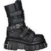 New Rock Stivali M-MET422-S1 Stivali Gotici con Plateau in Pelle Nera Metallizzata Unisex 38