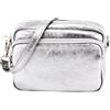 SH Leder Pia G394 - Borsa a tracolla in vera pelle, con tracolla regolabile, 18 x 13 cm, argento, s