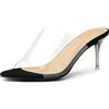 Allegra K Sandali da donna con tacco a spillo con cinturino trasparente, Nero , 39 EU