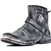 OSSTONE Chukka Stivali Cowboy Biker Boots Maschio Mens motociclo Botas cerniera su in Pelle Vitello Western retrò stile Uomo Piatto Caviglia Stivaletti Boots OS-5008-1-AN