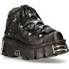 New Rock Stivaletti Unisex 106 S1 Neri Metallizzati con Plateau Stile Gotico Punk