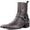COWSDELLA Herren Chelsea Fibbia marrone scuro High Heels Knöchel Leder Stiefel mit Seitenreißverschluss für Männer JY017-18-R
