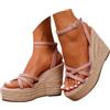 Générique Sandali da donna estivi comodi sandali con zeppa per donna, espadrillas, piattaforma e top. Punta aperta alla moda e versatile. Boemia Perla Pelle Scarpe