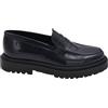 Malu Shoes Scarpe Uomo Mocassino con bendina Blu Vera Pelle Spazzolata Effetto Vintage Fondo Alto Gomma zigrinato