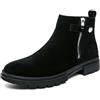 Generico Stivali Chelsea da Uomo in Suede con Punta Rotonda E Fibbia, Stivali alla Caviglia con Tacco Basso E Zipper Laterale, Scarpe Casual Antiscivolo per Autunno E Inverno