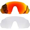 SOODASE Per Oakley Flight Jacket Occhiali da Sole Rosso/Trasparente 2 coppie Lenti di Ricambio