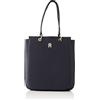 Tommy Hilfiger Borsa Tote Bag Donna TH Emblem Work Tote con Zip, Blu (Space Blue), Taglia Unica