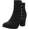 Lroey Reoly Stivaletti da Donna con Tacco a Blocco, Stivali da Festa Tacco Alto Punta Rotonda Polacchine Zip Rivetti 240 Nero Numero 37 EU
