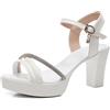 HNVAVQ Sandali Plateau con Strass Donna Scarpe per Festa Ballo Sposa, Nero, Oro, Bianco