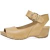 Dansko Tiana Slip-On Platform Sandal for Women Cushioned, Contoured Footbed for All-Day Comfort and Support Hook & Loop Strap with Buckle Detail Lightweight Rubber Outsole Tan 6.5-7 M US