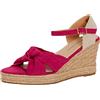 Lora Dora Sandali da donna con zeppa aperta e zeppa, con zeppa annodata e cinturino alla caviglia, cinturino alla caviglia regolabile con fibbia, scarpe per ragazze, vacanze, eventi estivi, occasioni, scarpe