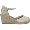 PAYMA - Sandali con Zeppa in Juta da Donna. Prodotto in Spagna in Tela. Chiusura con Fibbia alla Caviglia. Suola Interna Imbottita in Tessuto. Colore: Beige. Taglia: EU 40