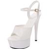 SHbfyFU 15 CM/5.91 in delle Donne di personalità della Moda di Colore Solido Testa Tonda Tacchi Open Toe della Piattaforma Fibbia con Il Cinturino Tacchi Alti Sandali Scarpe,Bianca,38 EU