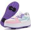 ANEFUN Pattini a rotelle per bambini ragazzi ragazze Sneakers con ruote rimovibili Scarpe sportive, Lilla, 32 EU