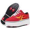 ANEFUN Scarpe con Ruote per Ragazzi e Ragazze, Pattini A Rotelle 4 Ruote Rimovibili Scarpe per Bambini, Colore: rosso, 41 EU