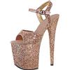 BeAUZQ Moda Donna Paillettes Dorate Tacchi Alti 20CM Tacchi a Spillo Sandali con Plateau Sexy Stripper Club Pole Dance Tango Rumba Scarpe da Ballo sociali di Grandi Dimensioni 34-46