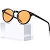 Carfia Retro Rotondi Occhiali da Sole da Donna Polarizzati UV400 CA5288C | Telaio Rosa Trasparente Lente Rosa, lenti HD antigraffio, blocca il 100% dei raggi UVA/UVB/UVC, Montatura in acetato
